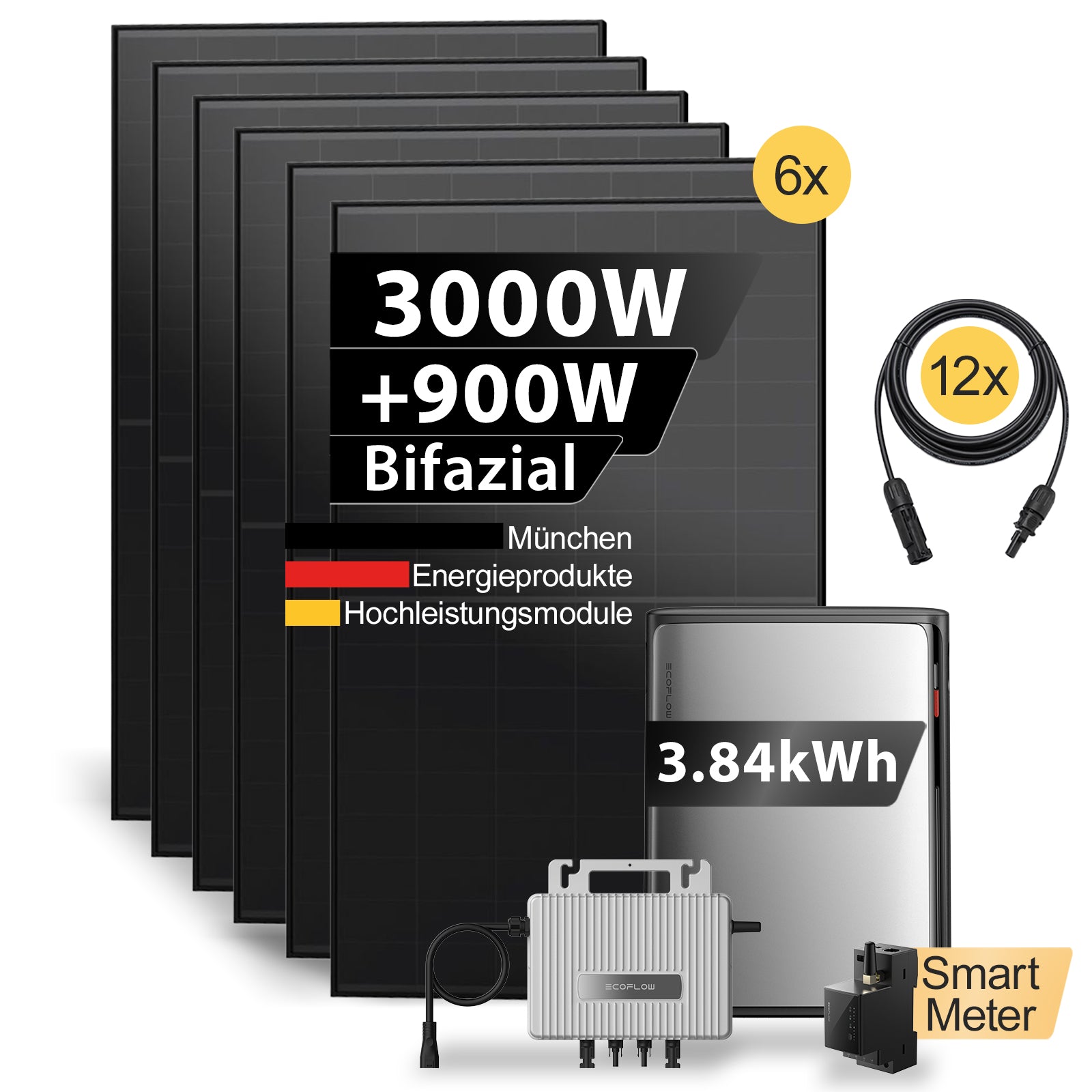 Balkonkraftwerk 3000Watt mit Speicher ECOFLOW Stream Ultra X 3,84kWh Komplettset