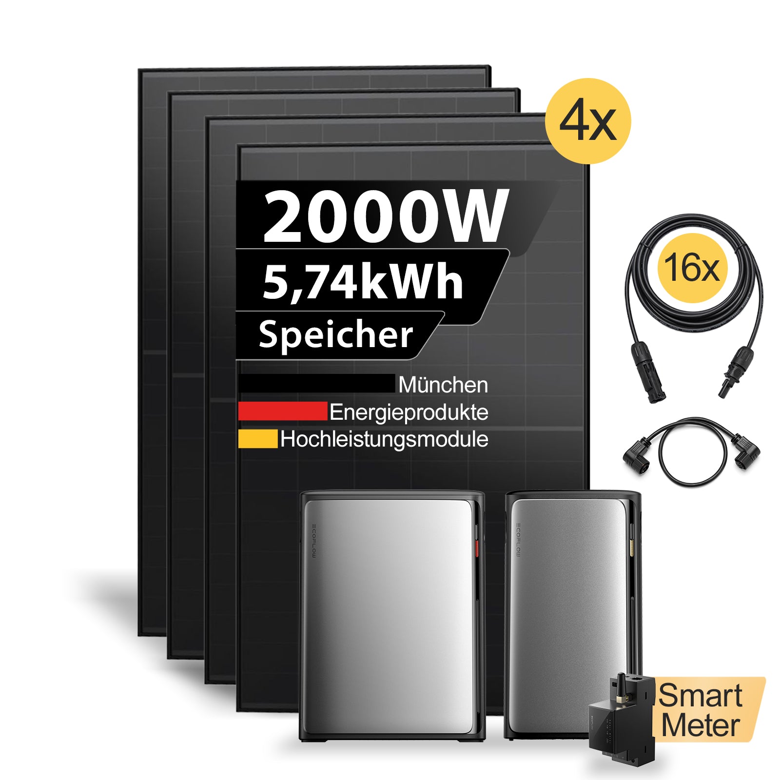 2000W Balkonkraftwerk mit Speicher ECOFLOW Stream Ultra X 5,74kWh Komplettset