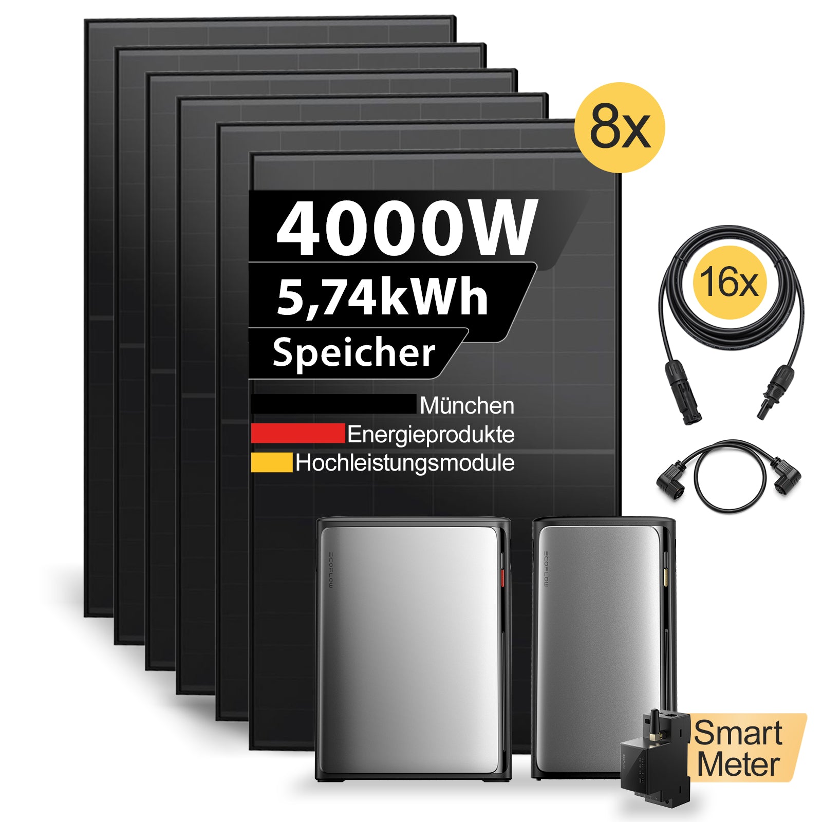 4000W Balkonkraftwerk mit Speicher ECOFLOW Stream Ultra X 5,74kWh Komplettset
