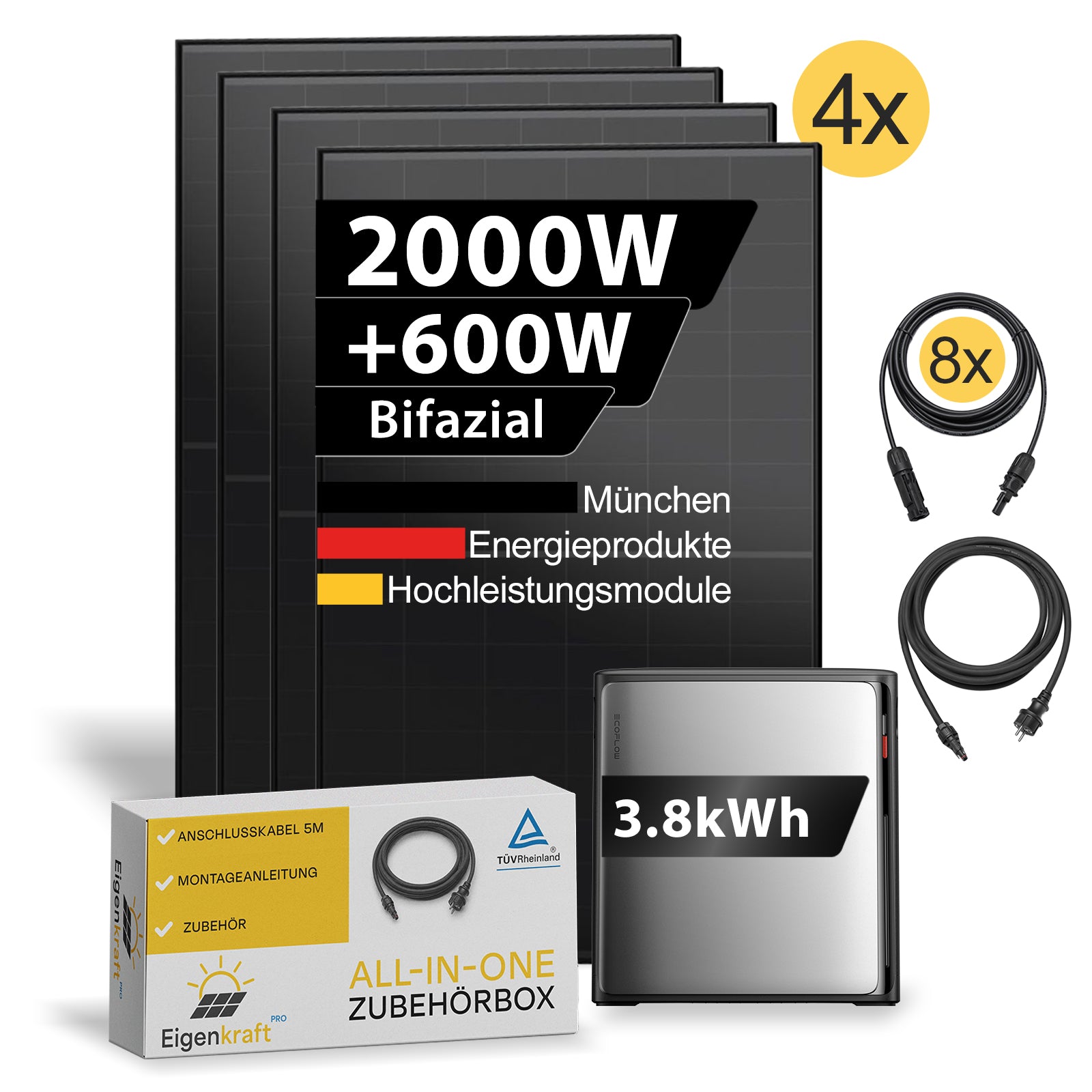 2000W Balkonkraftwerk mit Speicher 3,84 kWh ECOFLOW Stream Ultra PV Speicher