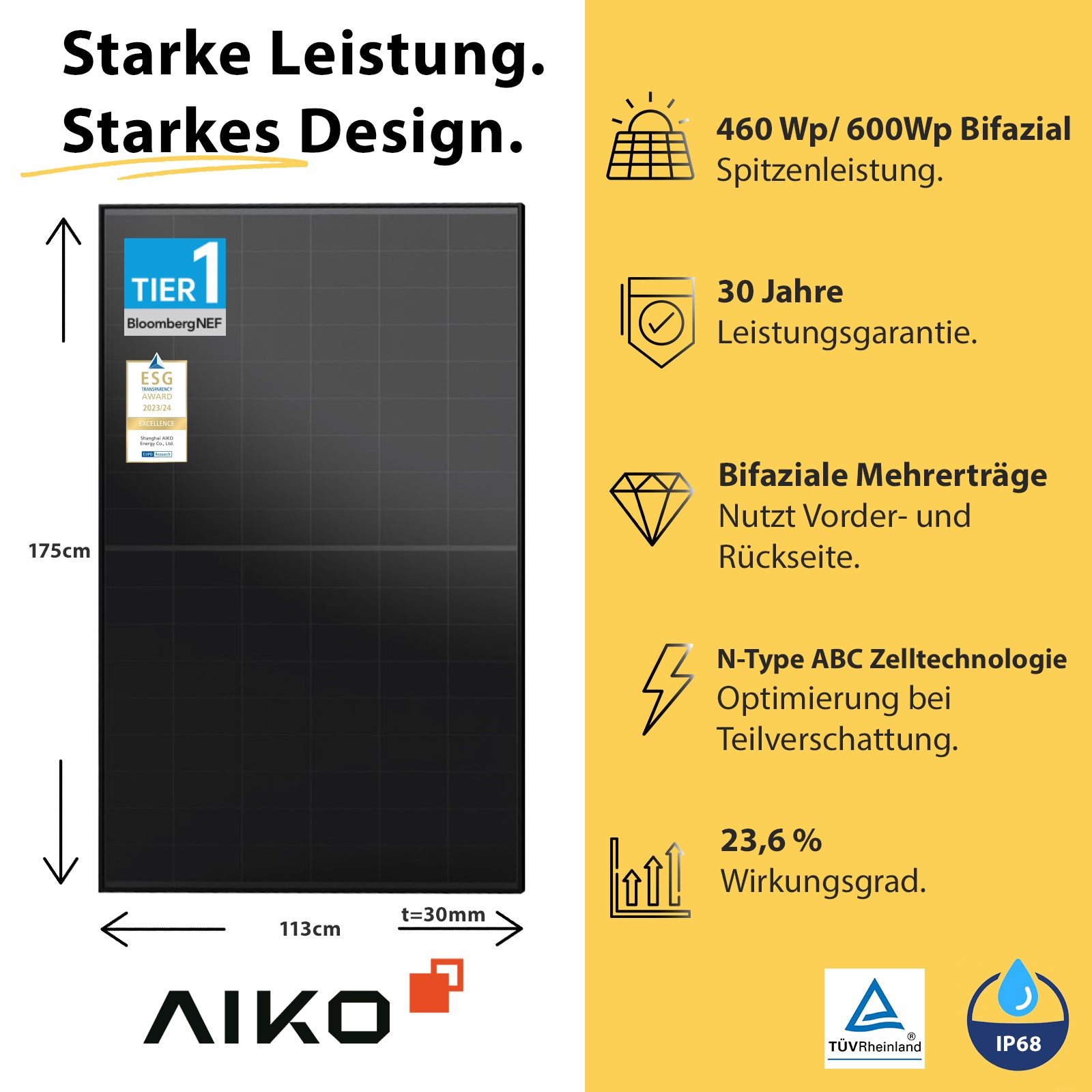Balkonkraftwerk 1200W AIKO Bifacial 920/ 800 Watt komplettset Solaranlage Bifazial